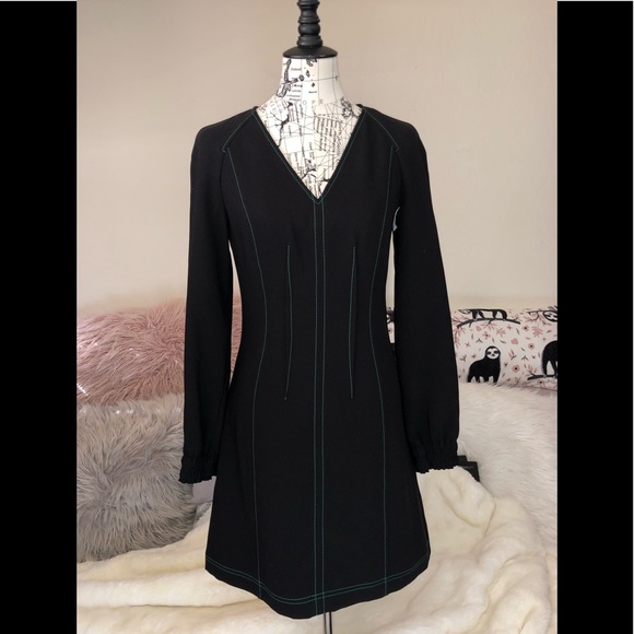 JASON WU BLACK SHIFT TOP STITCH DRESS - Picture 8 of 8